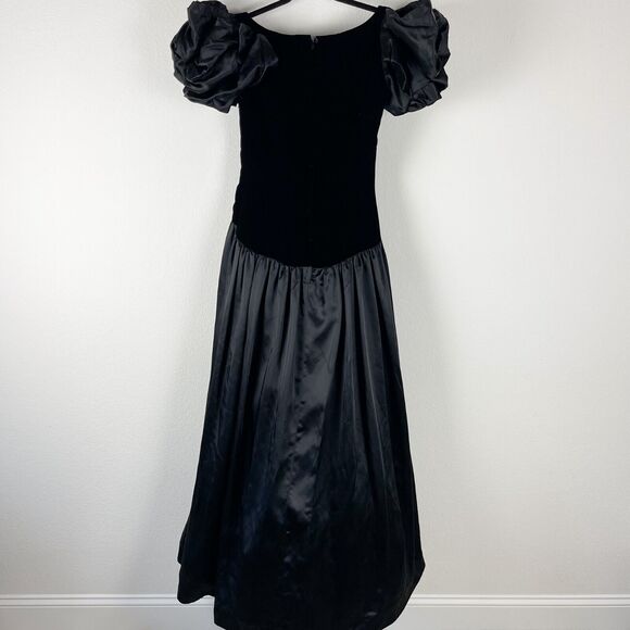 VTG Victor Costa Formal Dress Womens 8 Ruffle Velvet Satin Whimsigoth 80s Witchy - Picture 10 of 16
